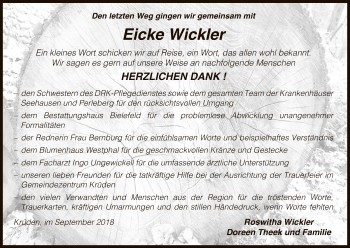 Traueranzeige von Eicke Wickler von Uelzen