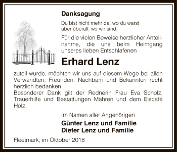 Traueranzeige von Erhard Lenz von Uelzen