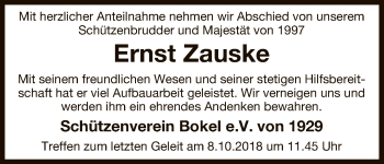 Traueranzeige von Ernst Zauske von Uelzen