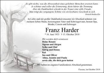 Traueranzeige von Franz Harder von Uelzen