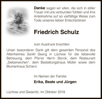 Traueranzeige von Friedrich Schulz von Uelzen