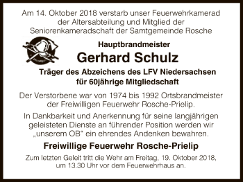 Traueranzeige von Gerhard Schulz von Uelzen