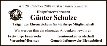 Traueranzeige von Günter Schulze von Uelzen