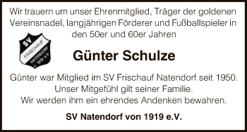 Traueranzeige von Günter Schulze von Uelzen