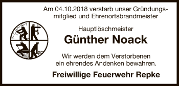 Traueranzeige von Günther Noack von Uelzen