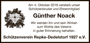 Traueranzeige von Günther Noack von Uelzen