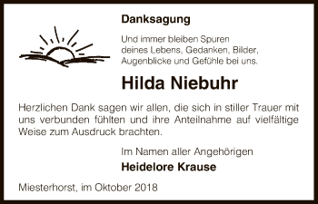 Traueranzeige von Hilda Niebuhr von Uelzen