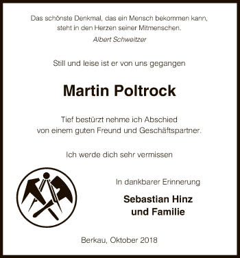 Traueranzeige von Martin Poltrock von Uelzen