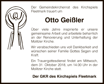 Traueranzeige von Otto Geißler von Uelzen