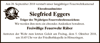 Traueranzeige von Siegfried Eggers von Uelzen