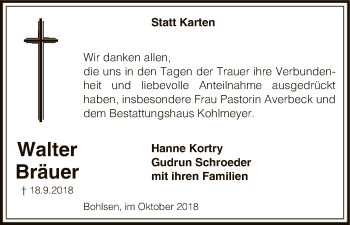 Traueranzeige von Walter Bräuer von Uelzen