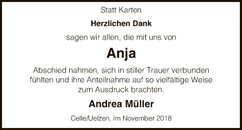 Traueranzeige von Anja Müller von Uelzen