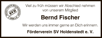 Traueranzeige von Bernd Fischer von Uelzen