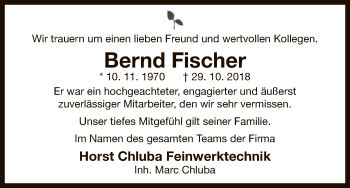 Traueranzeige von Bernd Fischer von Uelzen