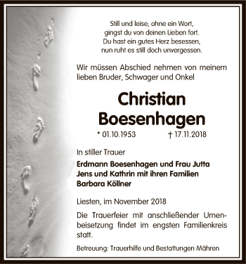 Traueranzeige von Christian Boesenhagen von Uelzen