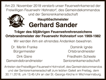 Traueranzeige von Gerhard Sander von Uelzen