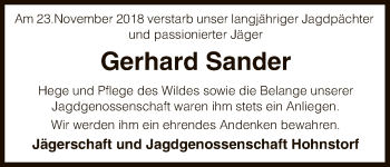 Traueranzeige von Gerhard Sander von Uelzen