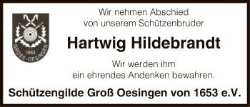 Traueranzeige von Hartwig Hildebrandt von Uelzen