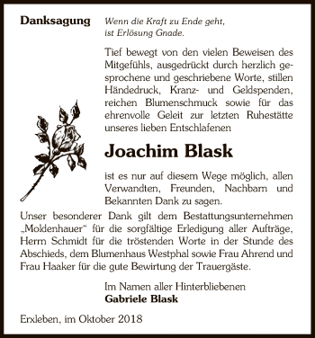 Traueranzeige von Joachim Blask von Uelzen