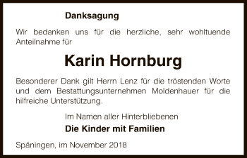 Traueranzeige von Karin Hornburg von Uelzen