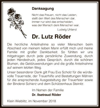 Traueranzeige von Lutz Röder von Uelzen