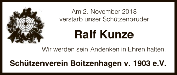 Traueranzeige von Ralf Kunze von Uelzen