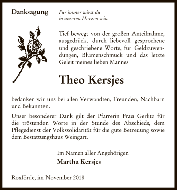 Traueranzeige von Theo Kersjes von Uelzen