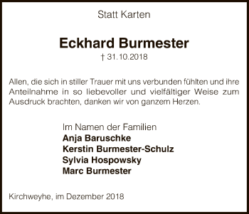 Traueranzeige von Eckhard Burmester von Uelzen