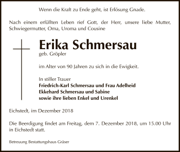 Traueranzeige von Erika Schmersau von Uelzen