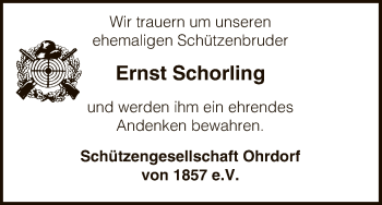 Traueranzeige von Ernst Schorling von Uelzen