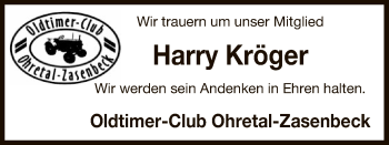 Traueranzeige von Harry Kröger von Uelzen