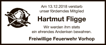 Traueranzeige von Hartmut Fligge von Uelzen