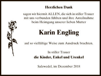 Traueranzeige von Karin Engling von Uelzen