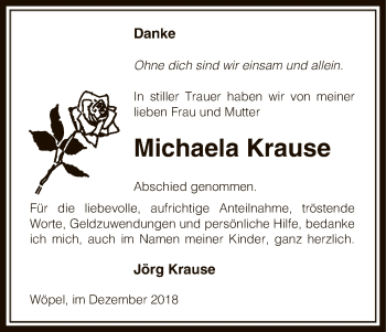 Traueranzeige von Michaela Krause von Uelzen