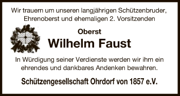 Traueranzeige von Wilhelm Faust von Uelzen