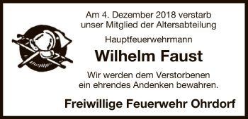 Traueranzeige von Wilhelm Faust von Uelzen