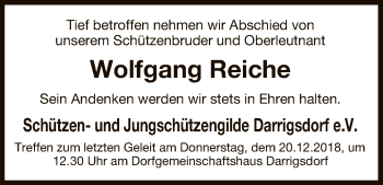 Traueranzeige von Wolfgang Reiche von Uelzen