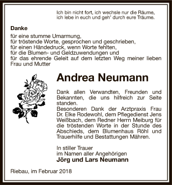 Traueranzeige von Andrea Neumann von Uelzen