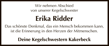 Traueranzeige von Erika Ridder von Uelzen