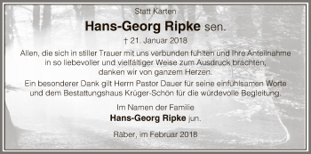 Traueranzeige von Hans-Georg Ripke von Uelzen