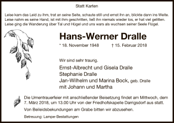 Traueranzeige von Hans-Werner Dralle von Uelzen