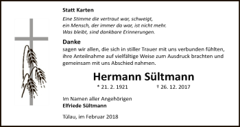 Traueranzeige von Hermann Sültmann von Uelzen