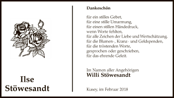 Traueranzeige von Ilse Stöwesandt von Uelzen