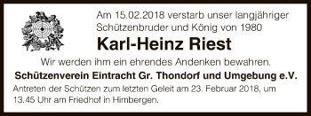 Traueranzeige von Karl-Heinz Riest von Uelzen