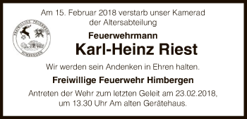 Traueranzeige von Karl-Heinz Riest von Uelzen