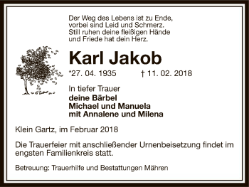 Traueranzeige von Karl Jakob von Uelzen