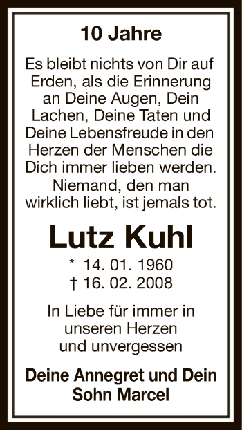 Traueranzeige von Lutz Kuhl von Uelzen