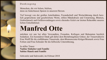 Traueranzeige von Manfred Otte von Uelzen