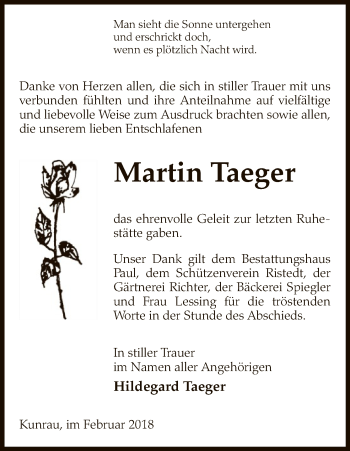 Traueranzeige von Martin Taeger von Uelzen