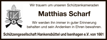 Traueranzeige von Matthias Scharf von Uelzen